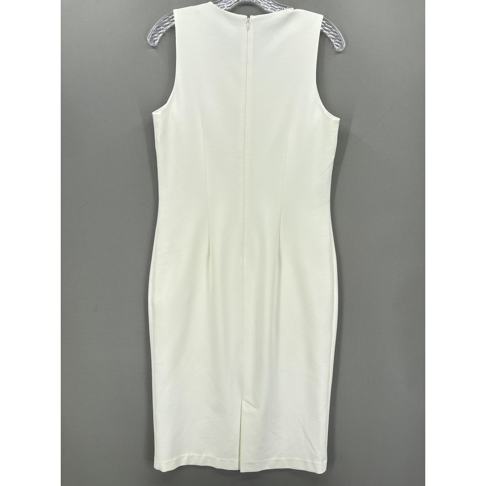 J McLaughlin Dress Womens 6 White Sleeveless Sheath Midi Stretch Lined Murphy - Picture 8 of 11